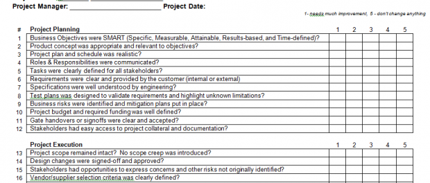 Project Management Lessons Learned Document for Microsoft Word